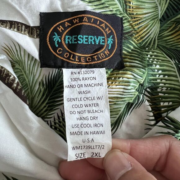 Hawaiian Reserve Collection Shirt Mens 2XL Palm Tree Aloha Made in USA Rayon - Picture 6 of 8